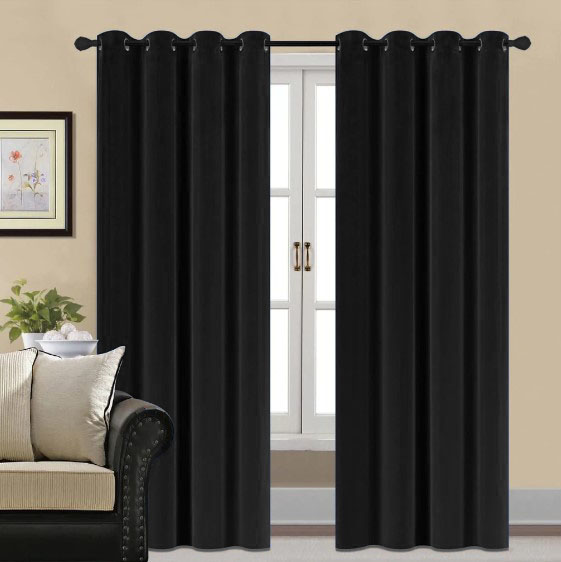 Blackout curtains Dubai installed in modern living room with wall to wall carpet Dubai and luxury carpet interior.
